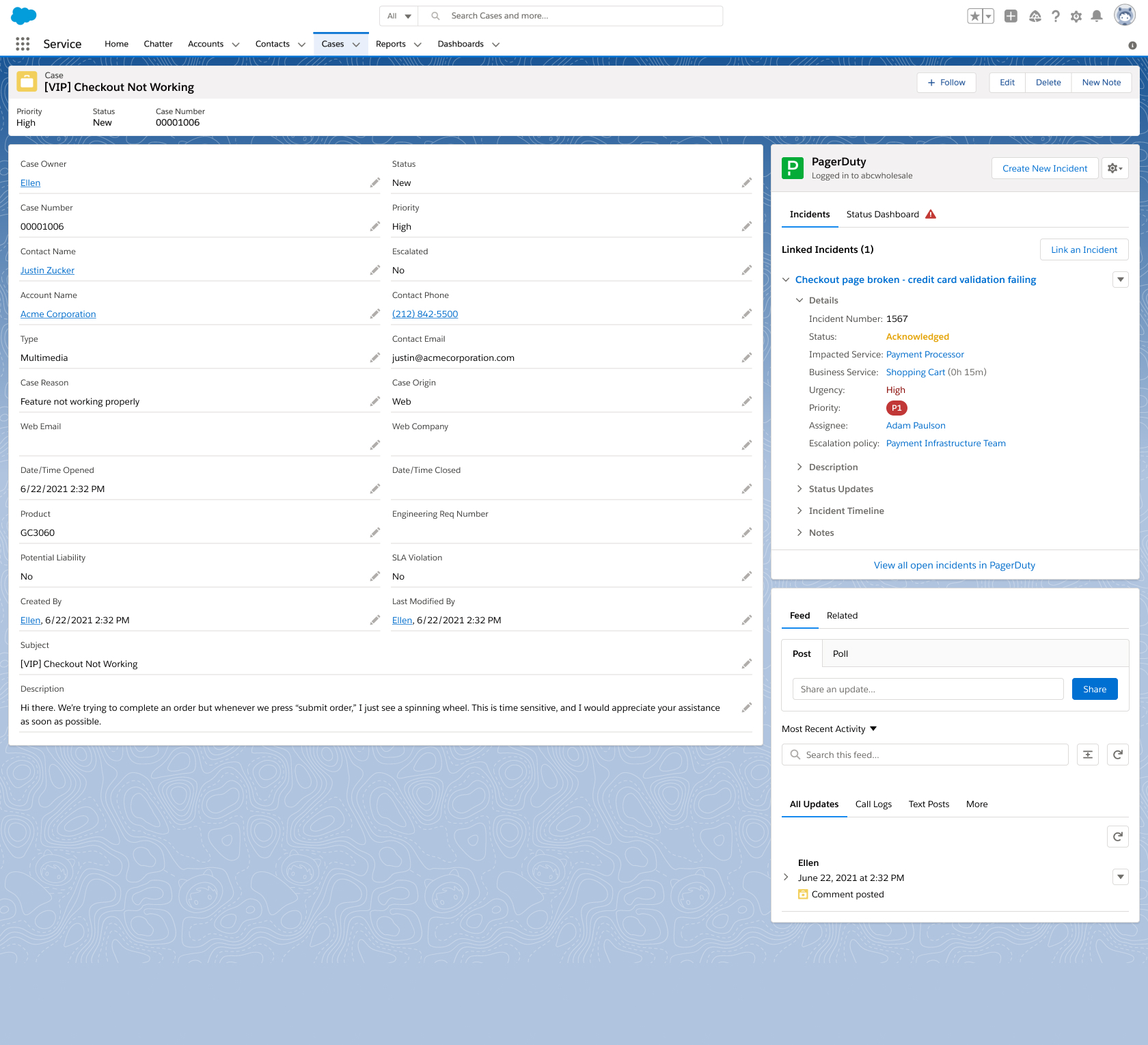 Customer Service Status Dashboard