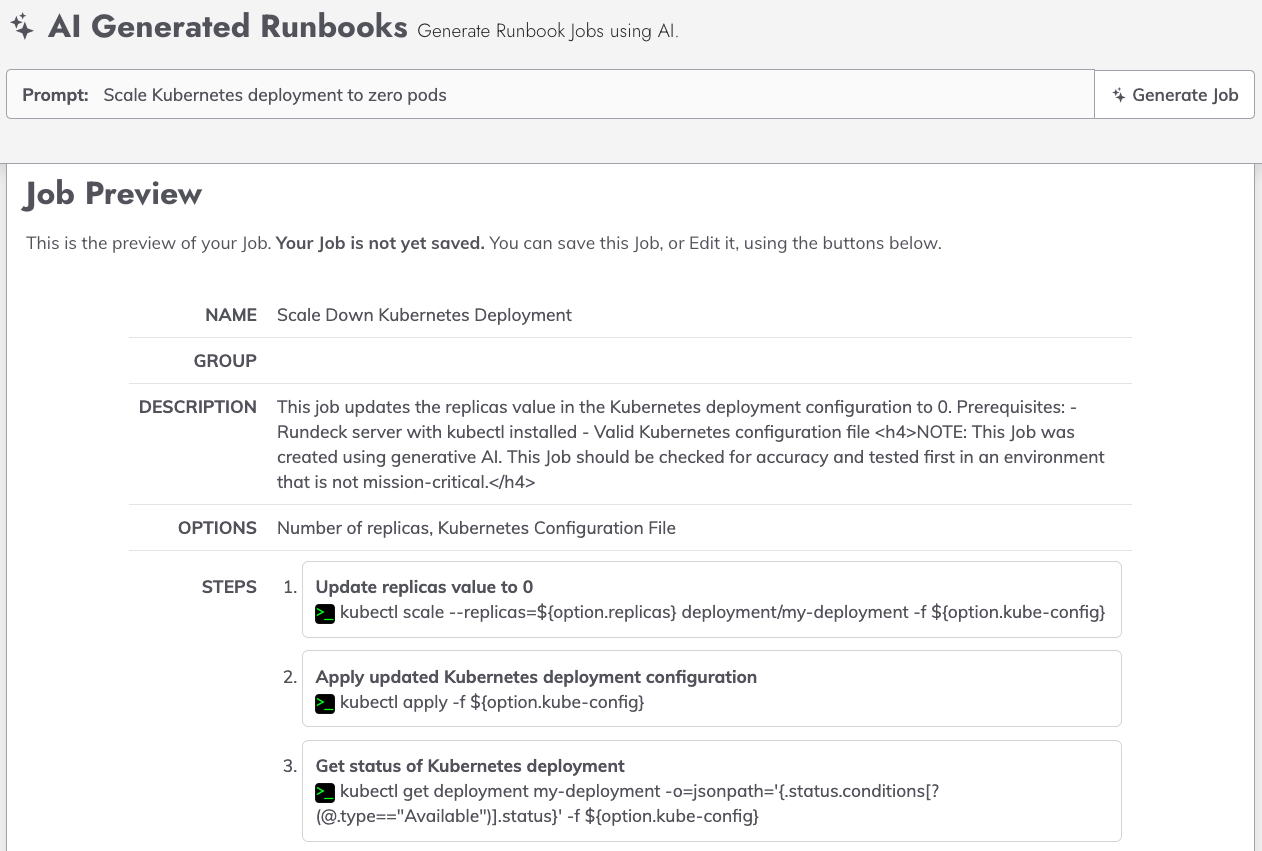 Users type in plain-English prompts to generate entire low-code runbooks powered by AI