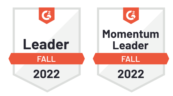 G2 Fall 2022 badges for IT Alerting category