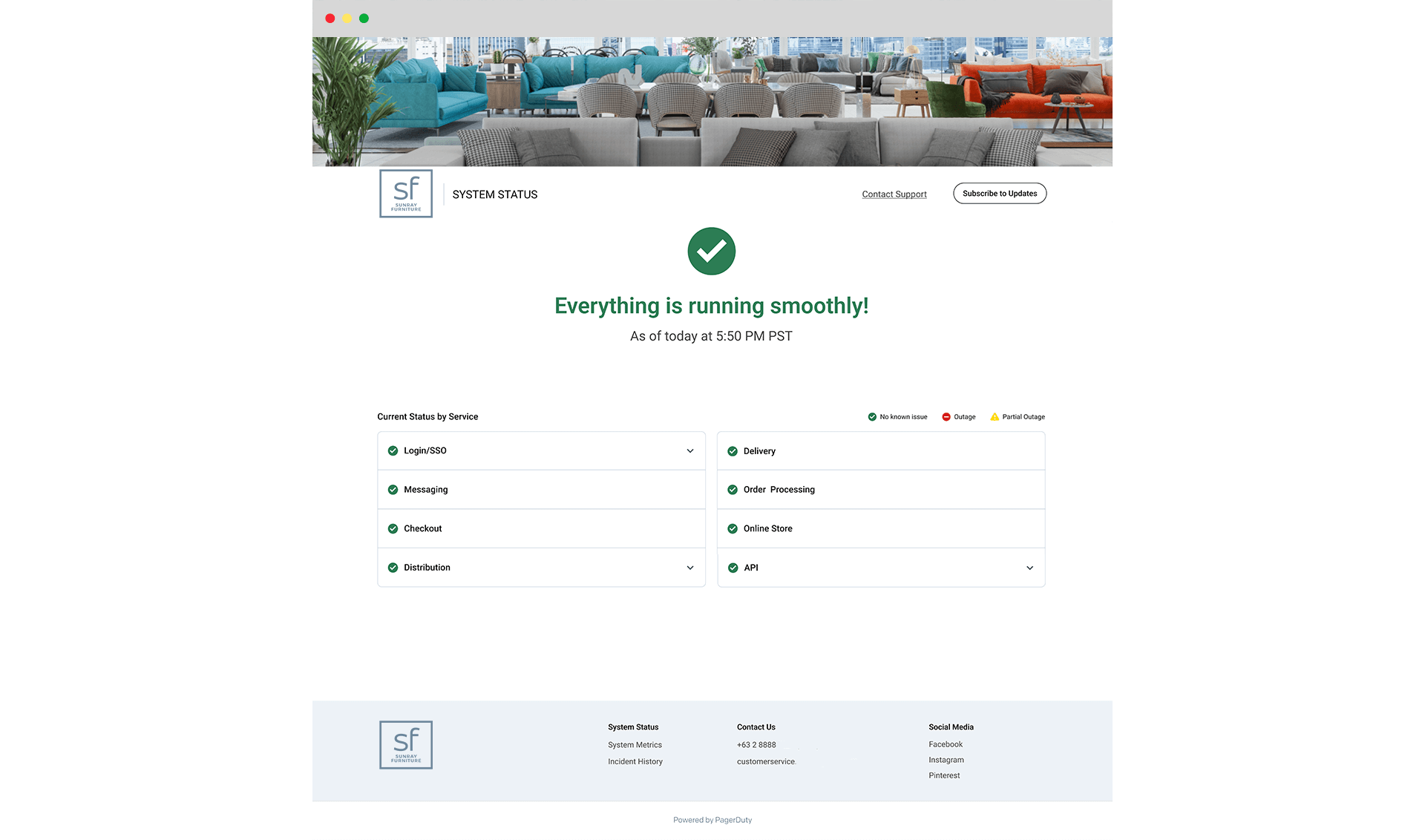 Pagerduty Status Page screenshot